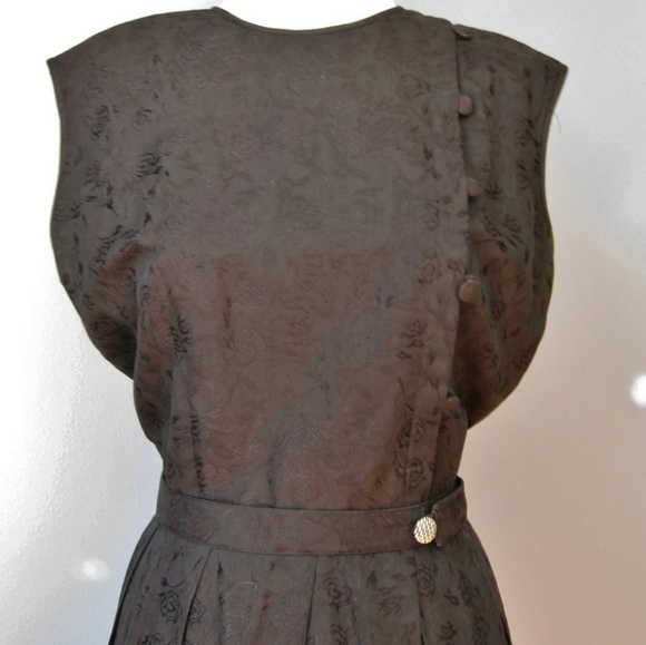 Vintage Dresses & Skirts - Vintage 1950's silk jacquard little black dress M
